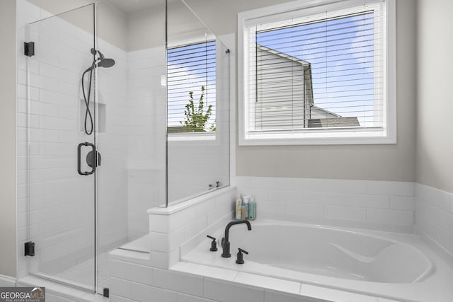 2436 Hidden Creek Rd, Kennesaw, GA 30152 - bathroom featuring a shower stall and a garden tub