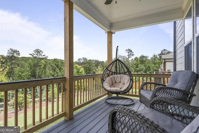 2436 Hidden Creek Rd, Kennesaw, GA 30152 - wooden deck featuring a ceiling fan
