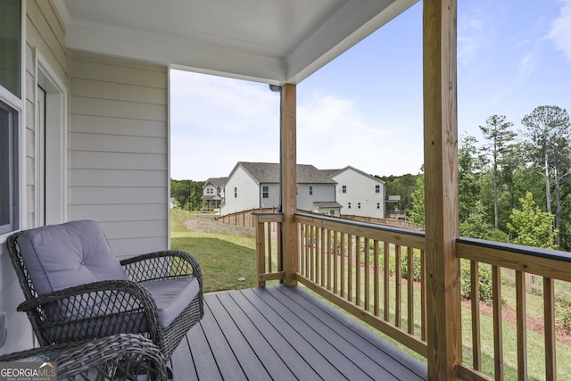 2436 Hidden Creek Rd, Kennesaw, GA 30152 - wooden terrace featuring a residential view and a lawn