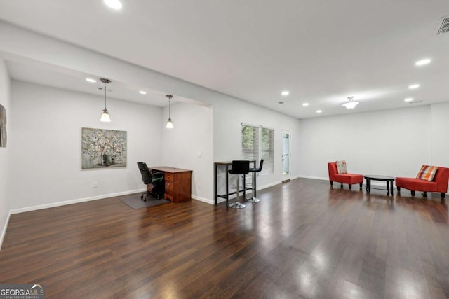 4630 Carriage Walk Ln, Cumming, GA 30040 - sitting room with recessed lighting, an office area, and wood finished floors