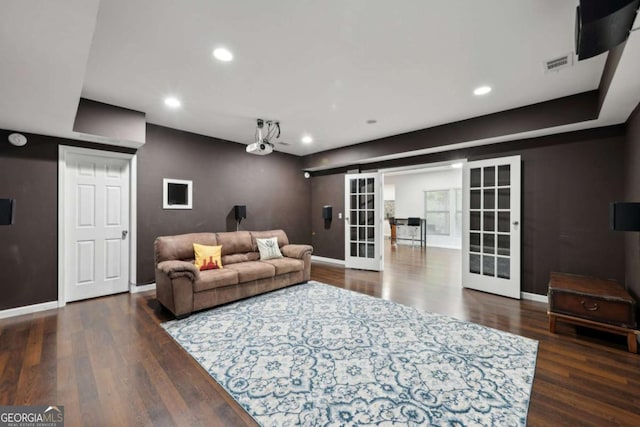 4630 Carriage Walk Ln, Cumming, GA 30040 - living area featuring french doors, wood finished floors, and recessed lighting