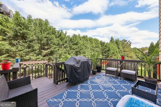 4630 Carriage Walk Ln, Cumming, GA 30040 - wooden terrace featuring grilling area