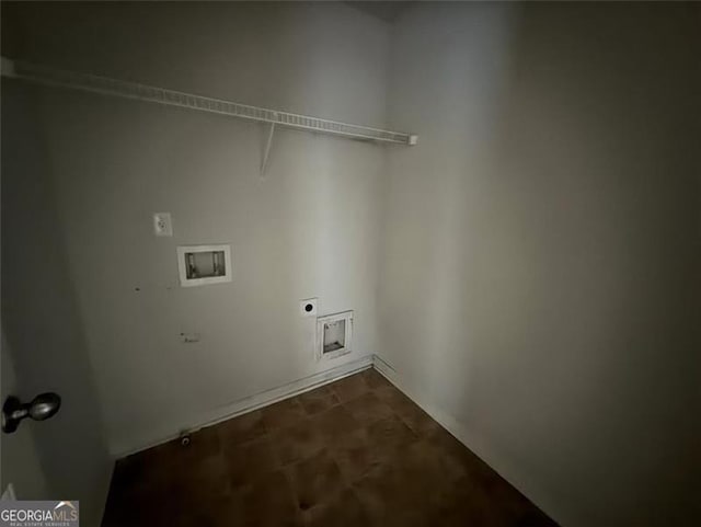 clothes washing area with hookup for an electric dryer and washer hookup