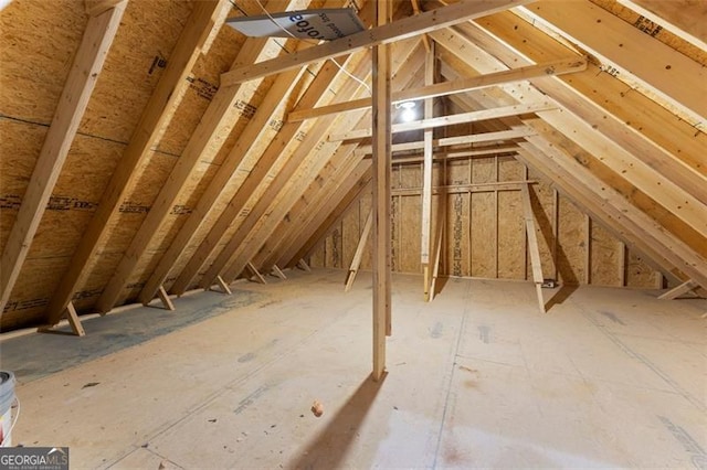 view of unfinished attic