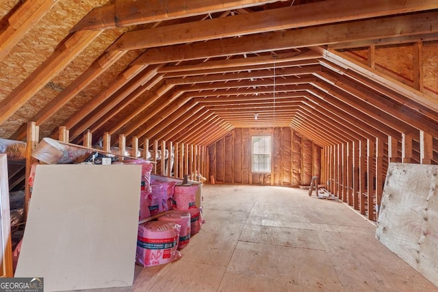 view of unfinished attic