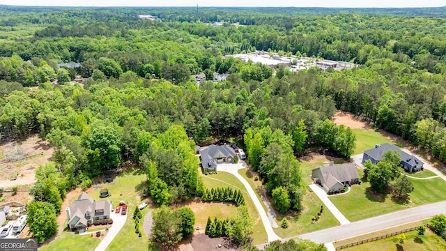 aerial view of a heavily wooded area