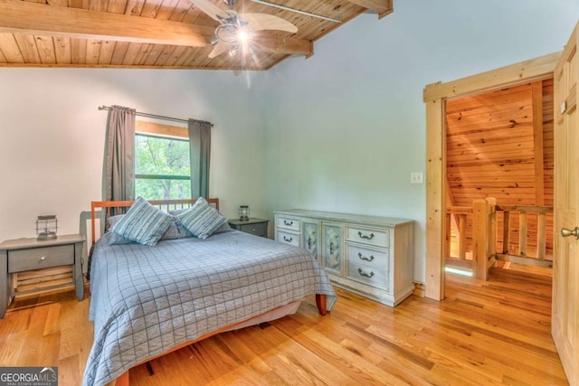 440 Treat Mountain Rd, Cedartown, GA 30125 - bedroom featuring wooden ceiling, light wood finished floors, and ceiling fan