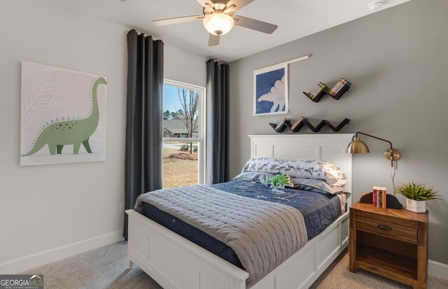 2608 Turnwater St, Hoschton, GA 30548 - bedroom featuring carpet floors, baseboards, and ceiling fan
