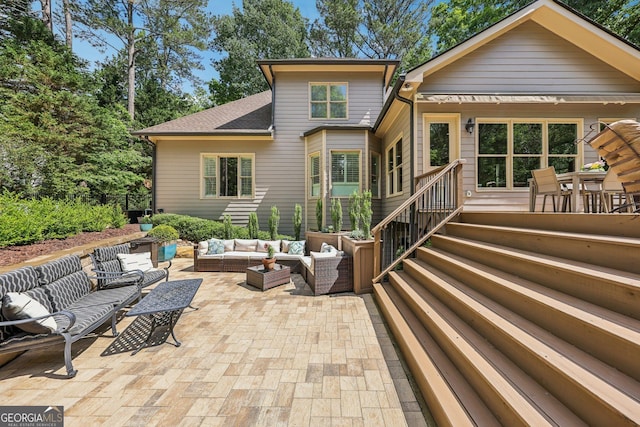 895 Freemanwood Ln, Milton, GA 30004 - back of house with outdoor lounge area, a patio area, and a shingled roof