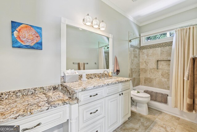 895 Freemanwood Ln, Milton, GA 30004 - full bath featuring toilet, ornamental molding, shower / tub combination, and vanity