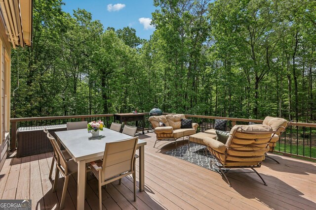 895 Freemanwood Ln, Milton, GA 30004 - wooden terrace featuring an outdoor living space and outdoor dining area
