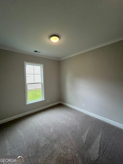 352 Harbour Island Cir, Waverly, GA 31565 - spare room with baseboards, crown molding, and dark colored carpet