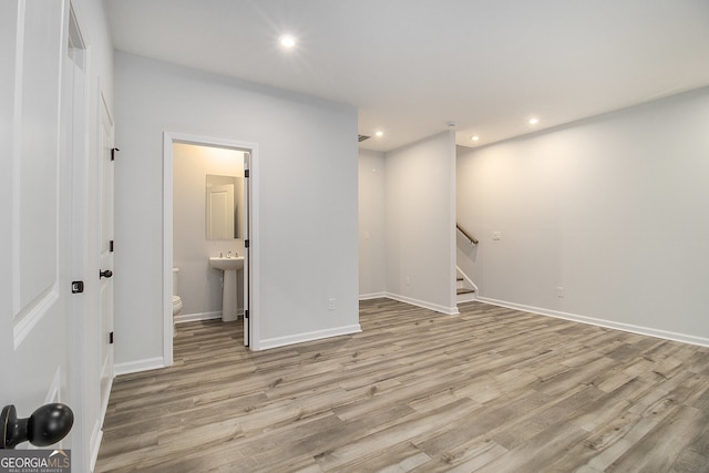 387 Skylar Way SE, Atlanta, GA 30315 - empty room featuring wood finished floors, stairway, and recessed lighting