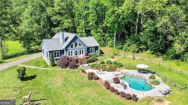 163 Thompson Ln, Jasper, GA 30143 - view from above of property with a pool area and a forest