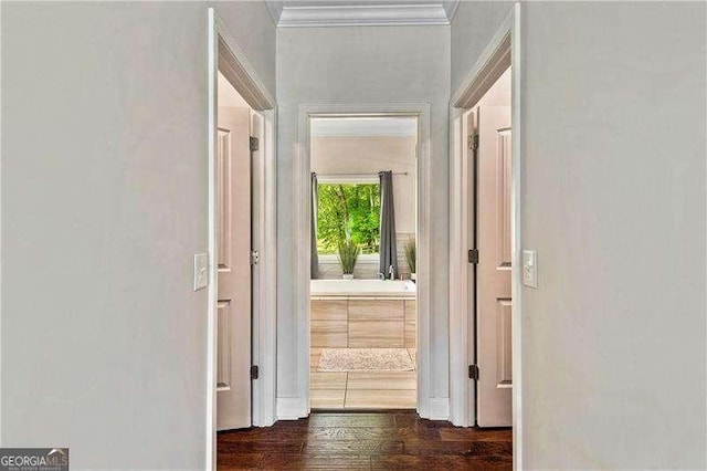 163 Thompson Ln, Jasper, GA 30143 - corridor featuring ornamental molding and wood finished floors