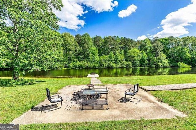 163 Thompson Ln, Jasper, GA 30143 - view of patio / terrace with a water view and a fire pit