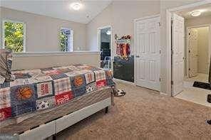 210 Cottonwood Creek Cir, Canton, GA 30114 - bedroom with lofted ceiling and carpet floors