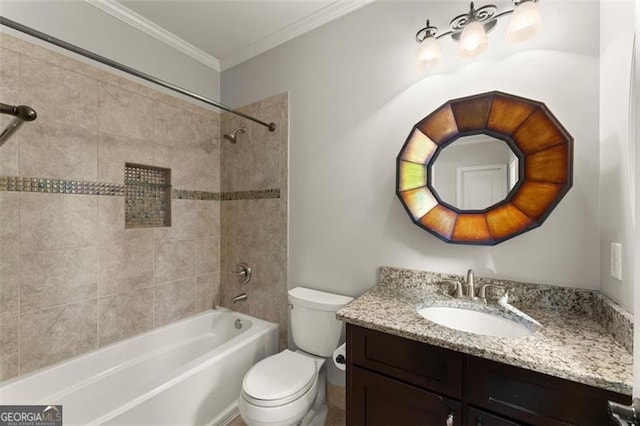 5816 Chamblee Dunwoody, Atlanta, GA 30338 - full bath with vanity, toilet, ornamental molding, and  shower combination