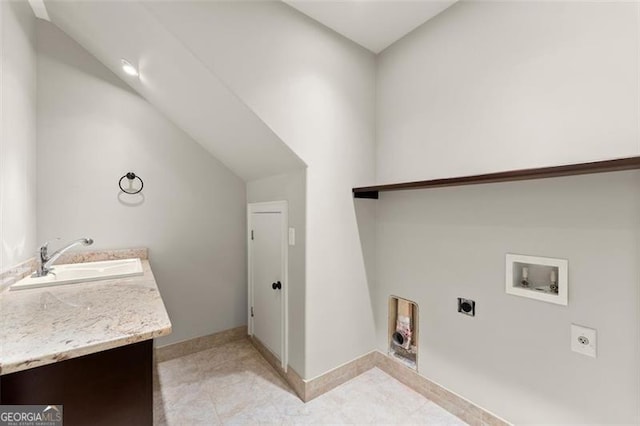 5816 Chamblee Dunwoody, Atlanta, GA 30338 - washroom with hookup for an electric dryer, washer hookup, light tile patterned floors, and baseboards