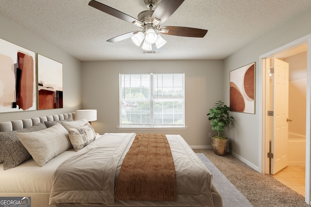 3531 Brookstone Way, Union City, GA 30291 - bedroom with light carpet, baseboards, a textured ceiling, and ceiling fan