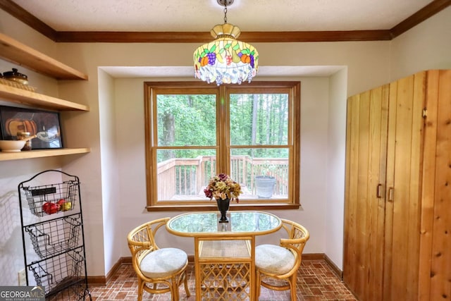 3311 Creek Hollow Dr, Marietta, GA 30062 - dining room featuring brick flooring and ornamental molding