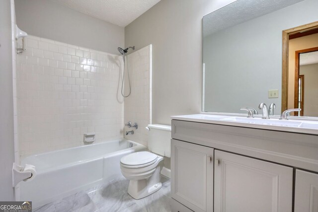 3311 Creek Hollow Dr, Marietta, GA 30062 - full bathroom with washtub / shower combination, vanity, and a textured ceiling