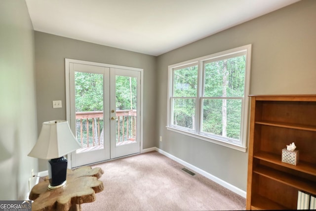 3311 Creek Hollow Dr, Marietta, GA 30062 - doorway with french doors, healthy amount of natural light, and carpet floors