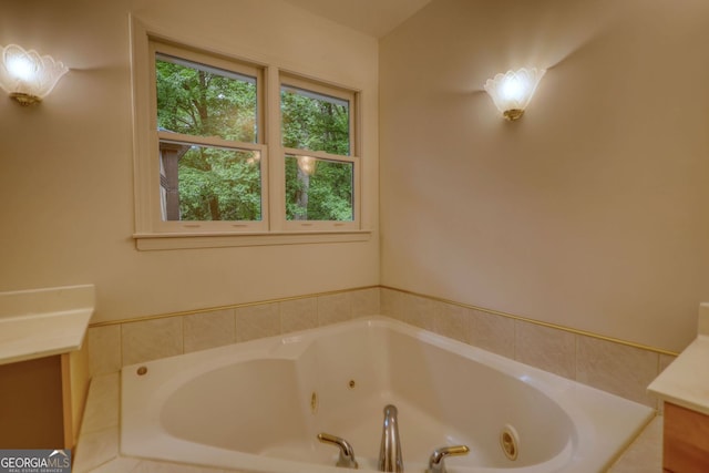 3311 Creek Hollow Dr, Marietta, GA 30062 - bathroom with vanity and a tub with jets