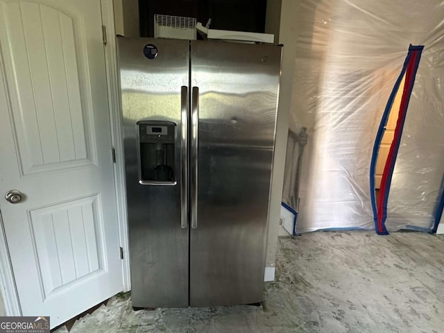 79 Parkmont Ln, Dallas, GA 30132 - kitchen featuring stainless steel fridge with ice dispenser and concrete flooring