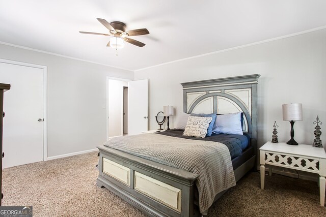 1700 Jimmy Daniel Rd, Watkinsville, GA 30677 - carpeted bedroom with crown molding, a ceiling fan, and baseboards
