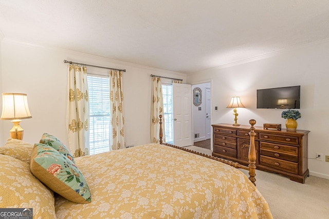 4314 Arbor Bridge Ct, Marietta, GA 30066 - bedroom featuring access to outside, ornamental molding, and carpet flooring