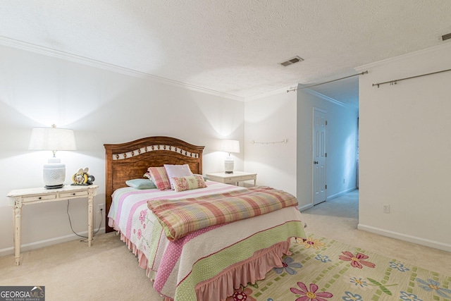 4314 Arbor Bridge Ct, Marietta, GA 30066 - bedroom with ornamental molding, light colored carpet, and a textured ceiling
