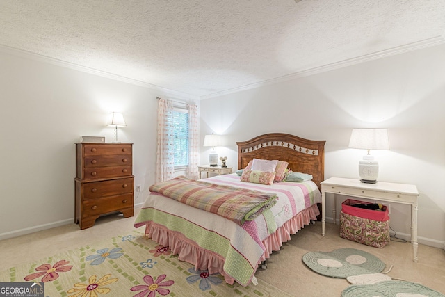 4314 Arbor Bridge Ct, Marietta, GA 30066 - bedroom featuring light carpet, crown molding, and a textured ceiling