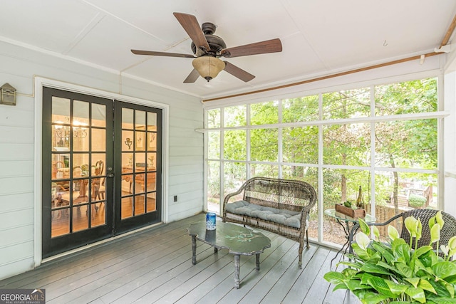 4314 Arbor Bridge Ct, Marietta, GA 30066 - sunroom / solarium with french doors and a ceiling fan