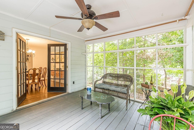 4314 Arbor Bridge Ct, Marietta, GA 30066 - sunroom / solarium featuring ceiling fan and a chandelier