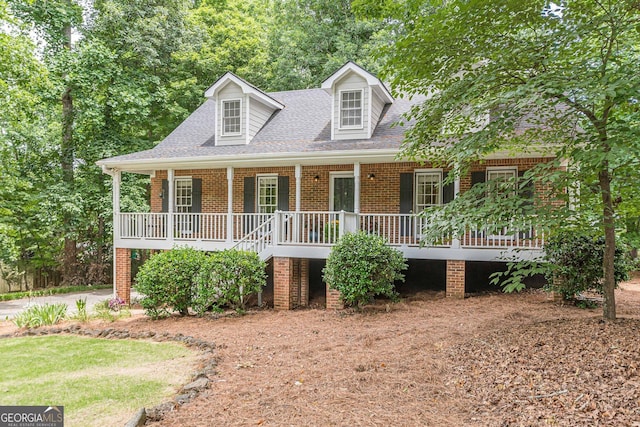 4314 Arbor Bridge Ct, Marietta, GA 30066 - cape cod home with brick siding, a porch, a shingled roof, and stairs
