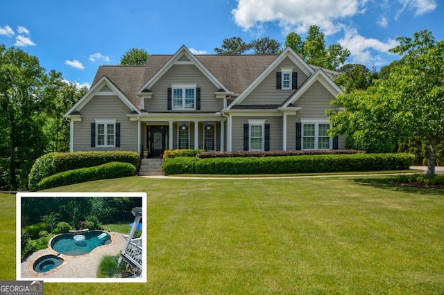 3740 Duckcove Way, Cumming, GA 30041 - view of front of house featuring a front lawn and a porch