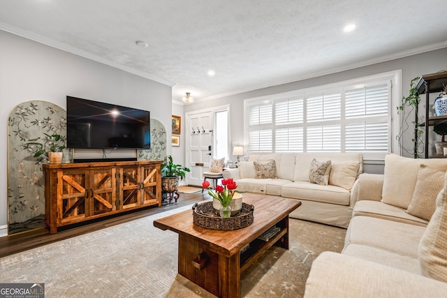 120 Biscayne Dr NW Unit C13, Atlanta, GA 30309 - living area with ornamental molding, recessed lighting, and wood finished floors