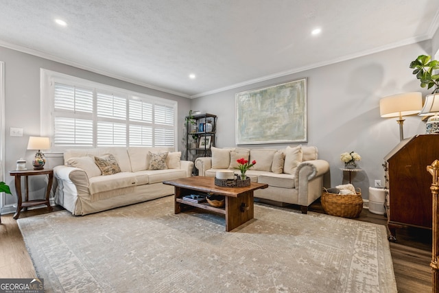 120 Biscayne Dr NW Unit C13, Atlanta, GA 30309 - living area featuring wood finished floors, crown molding, and recessed lighting