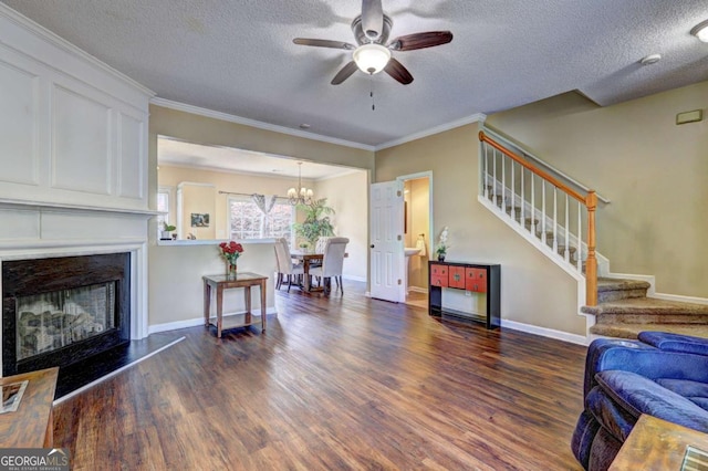 10900 Wittenridge Dr Unit L6, Alpharetta, GA 30022 - living area featuring wood finished floors, stairway, a ceiling fan, a textured ceiling, and baseboards