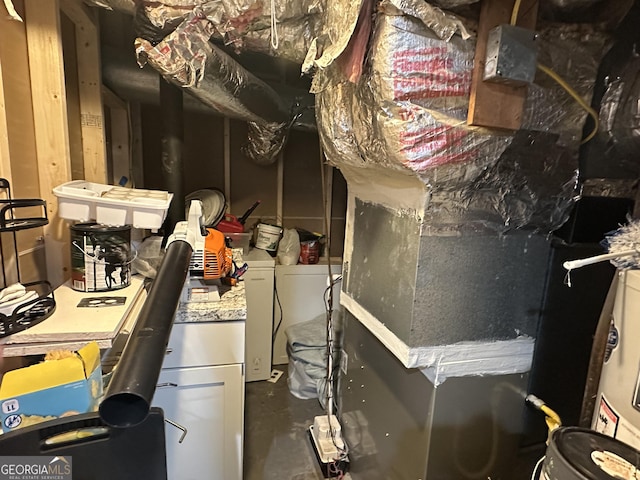 2059 Clearwater Dr SE, Marietta, GA 30067 - misc room featuring concrete floors, heating unit, and water heater