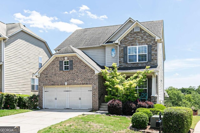 5888 Cobblestone Creek Cir, Mableton, GA 30126 - view of front of house featuring driveway, brick siding, a garage, and roof with shingles