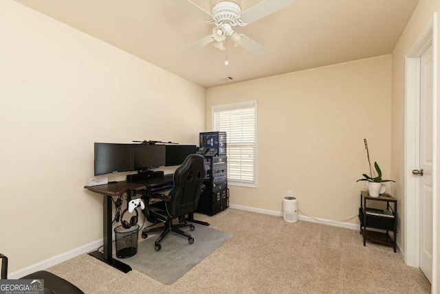 5888 Cobblestone Creek Cir, Mableton, GA 30126 - carpeted home office with a ceiling fan and baseboards