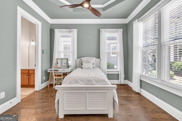 5461 Autumn Flame Dr, Braselton, GA 30517 - bedroom with multiple windows, ornamental molding, baseboards, and wood finished floors