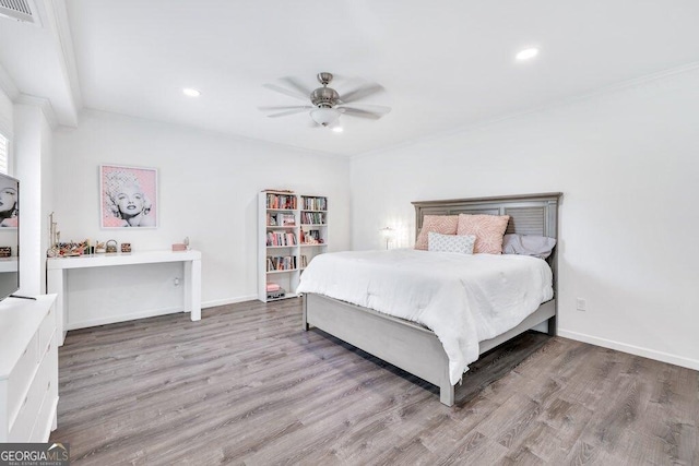 5461 Autumn Flame Dr, Braselton, GA 30517 - bedroom with wood finished floors, recessed lighting, a ceiling fan, and baseboards