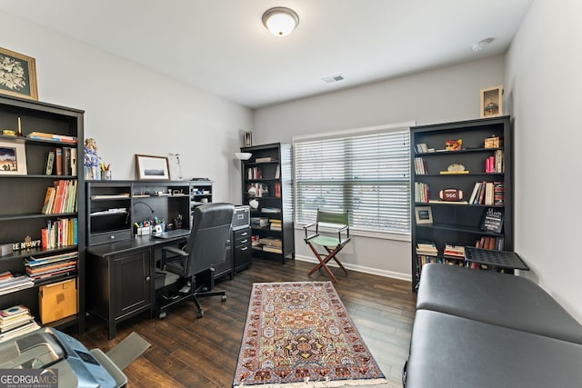 3219 Blackshear Dr, Marietta, GA 30060 - home office with dark wood finished floors and baseboards