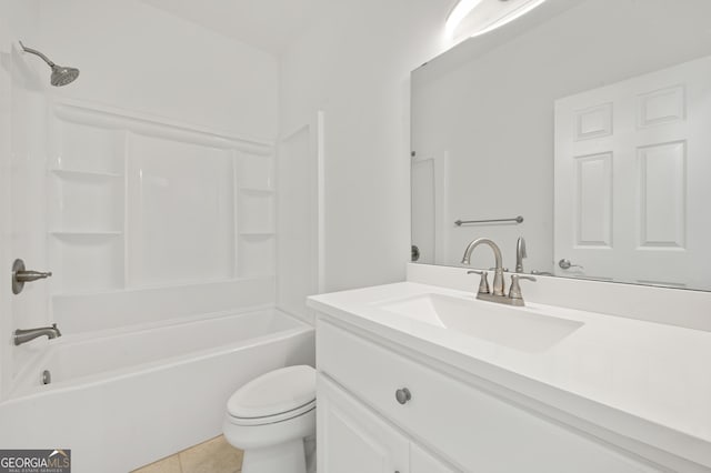 124 Cinder Hill Dr, Brunswick, GA 31523 - bathroom featuring toilet, vanity, shower / tub combination, and tile patterned flooring
