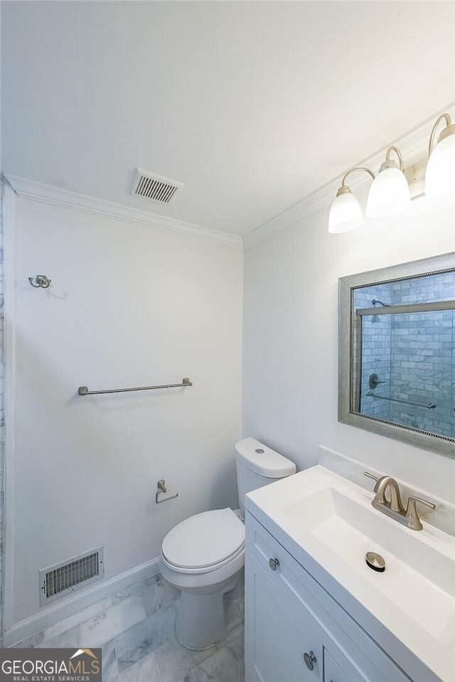 9460 Chestatee Ct, Gainesville, GA 30506 - full bath with ornamental molding, vanity, and marble look tiles