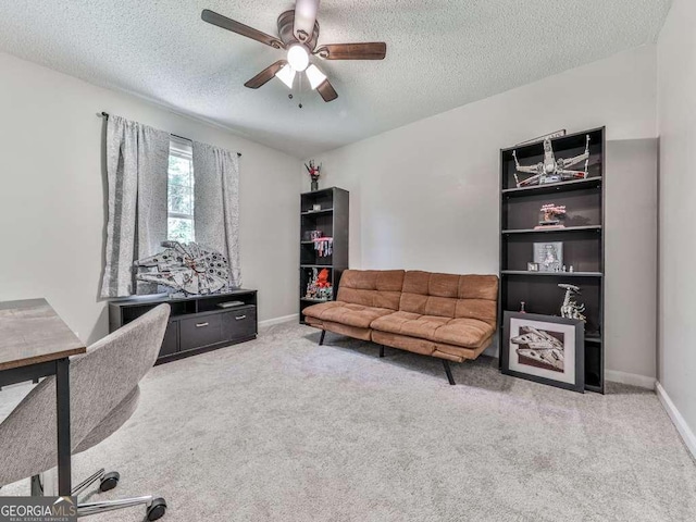 3500 Refuge Rd, Jasper, GA 30143 - carpeted office space with a textured ceiling, a ceiling fan, and baseboards