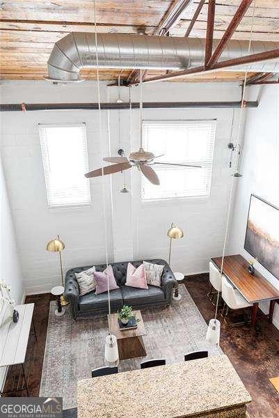 964 Dekalb Ave NE Unit 112, Atlanta, GA 30307 - living area featuring ceiling fan and wood finished floors